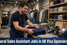 General Sales Assistant Jobs in UK with Visa Sponsorship male retail assistant folding clothes in a UK store