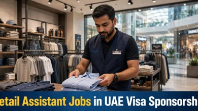 Retail Assistant Jobs in UAE with Visa Sponsorship male retail assistant folding clothes in a Dubai mall store